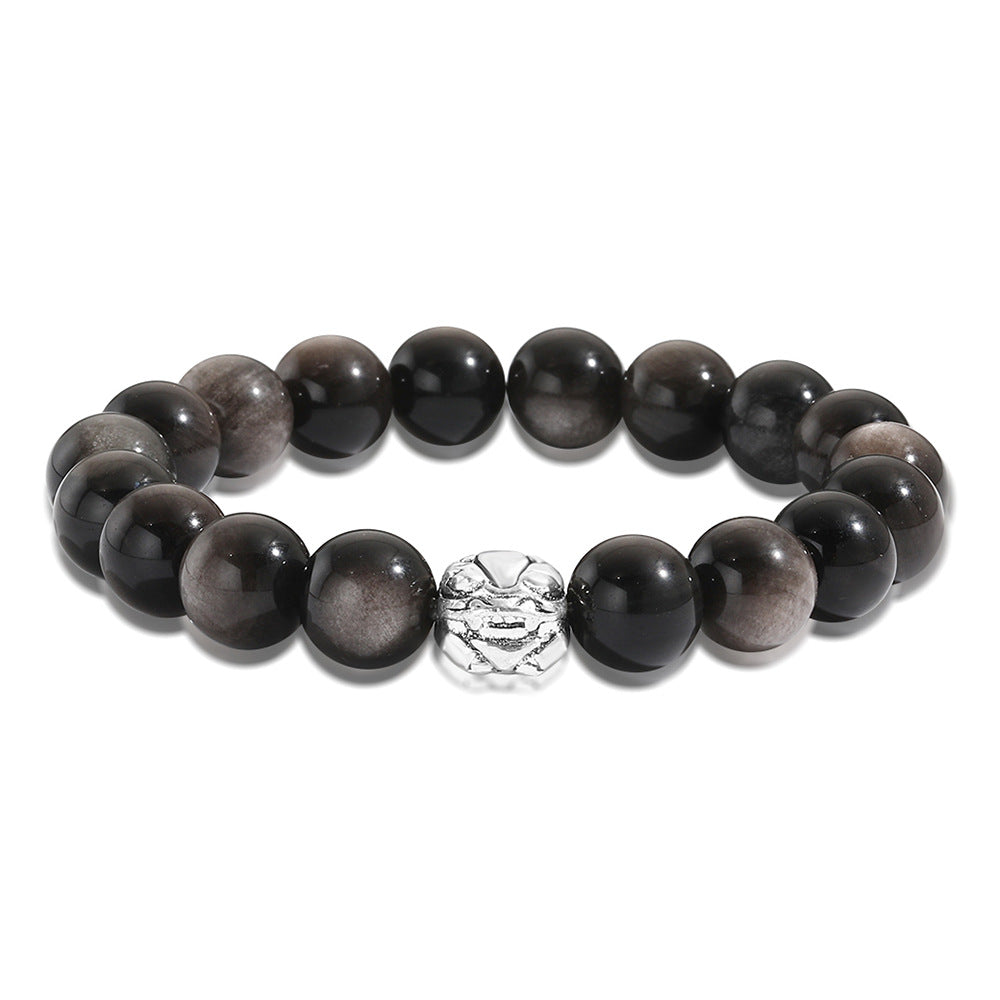 Live Broadcast Volcanic Rock Black Agate Map Stone Beaded Bracelets