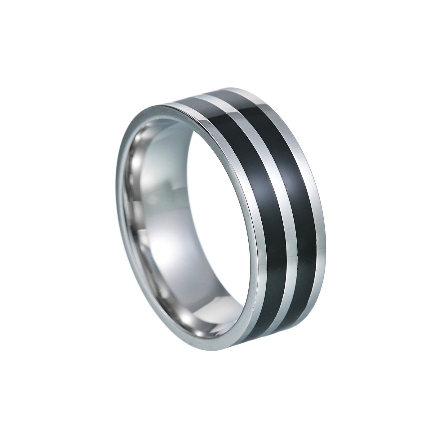 Women's & Men's Name Titanium Steel Striped Dripping Oil Rings