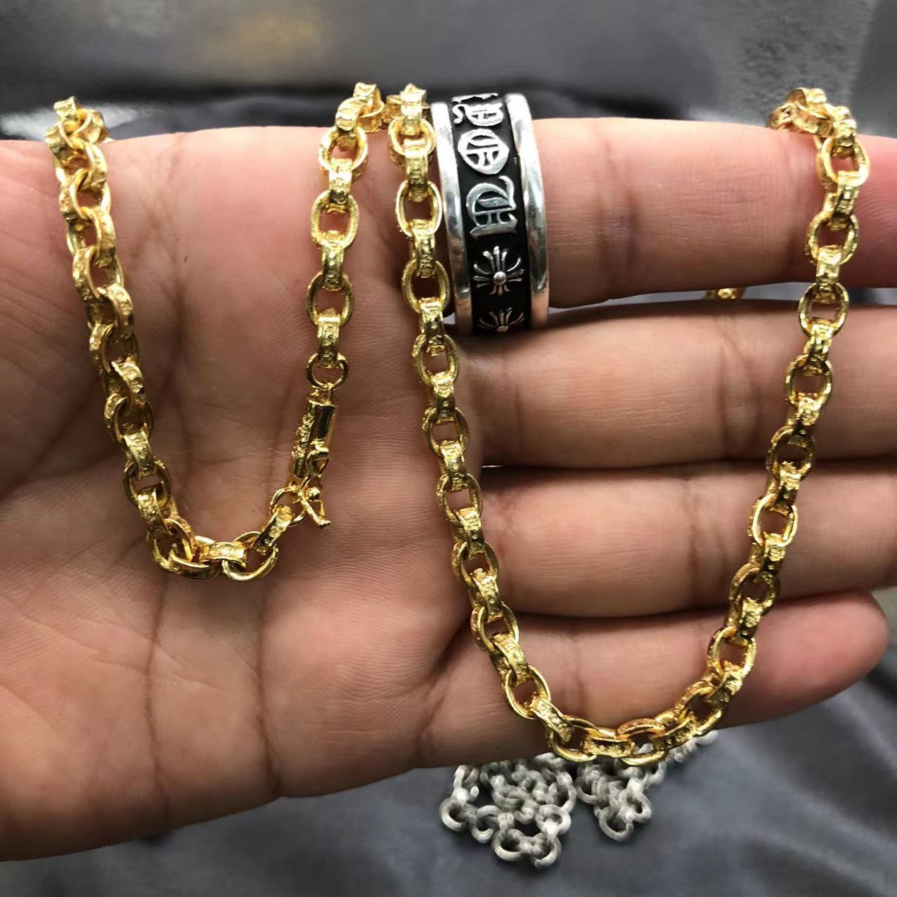 Label Vintage Gold Pin Sword Letter Necklaces