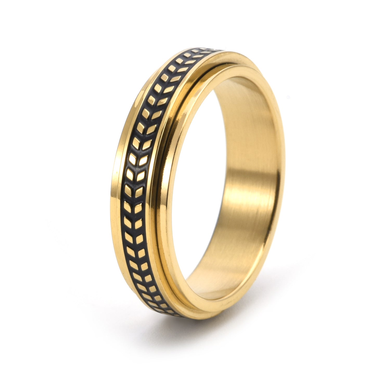 Women's & Men's Stainless Steel Olive Leaf Rotatable Classic Rings