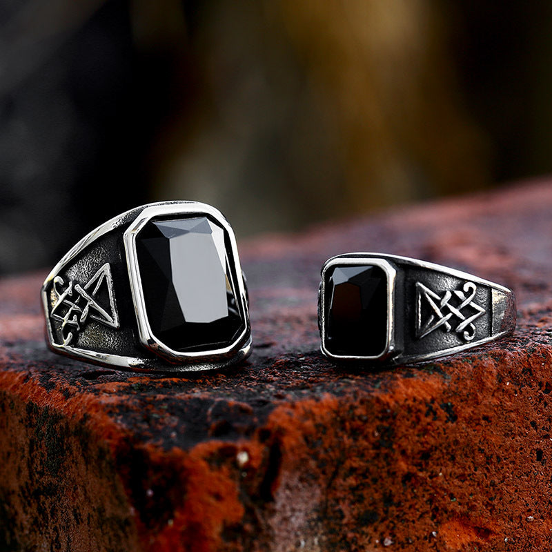 Lucifer Satan Stainless Steel Retro Titanium Rings