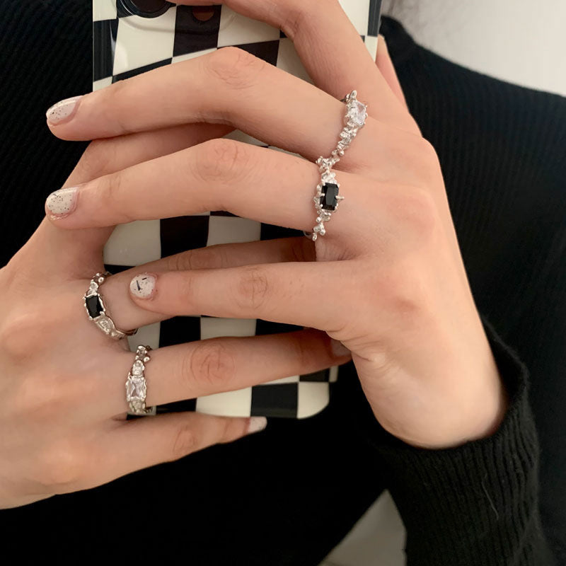 Niche Design French Irregular Dark Style Rings