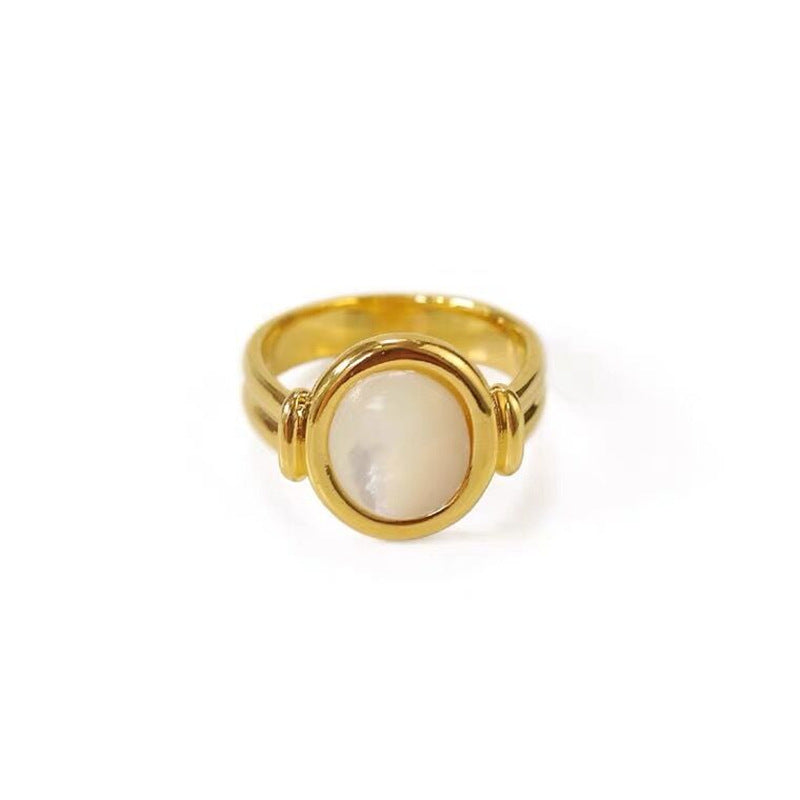 Fritillary Oval Personality Retro Titanium Steel Rings