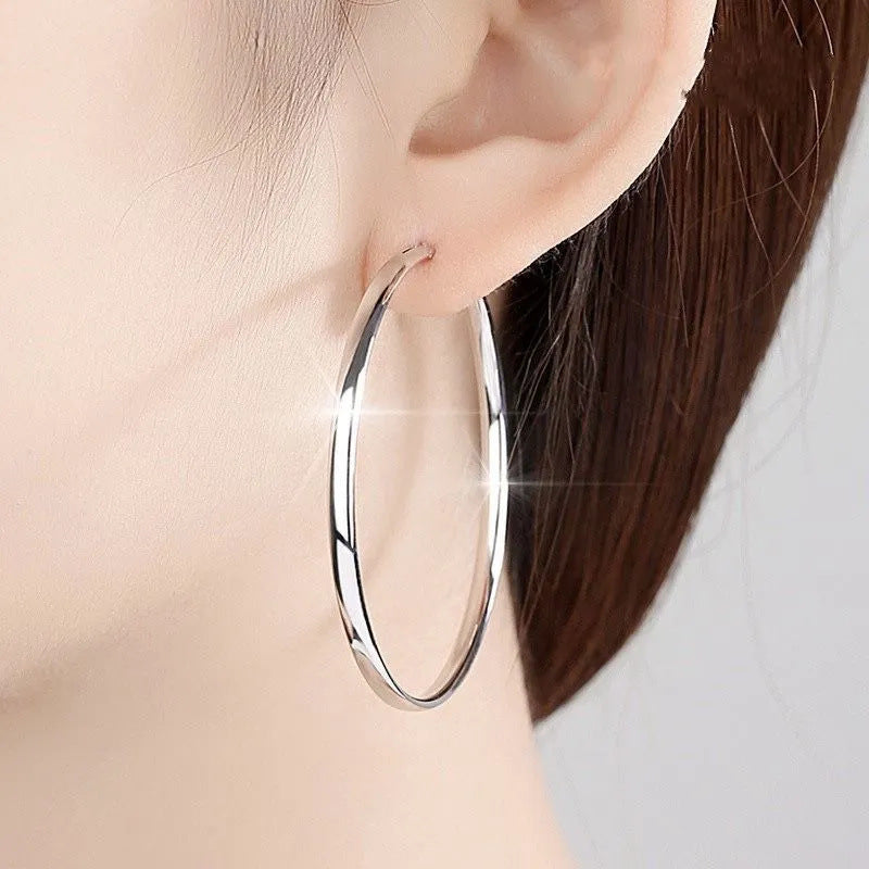 Women's Exaggerated Oversized Circle Sier Trendy Big Earrings