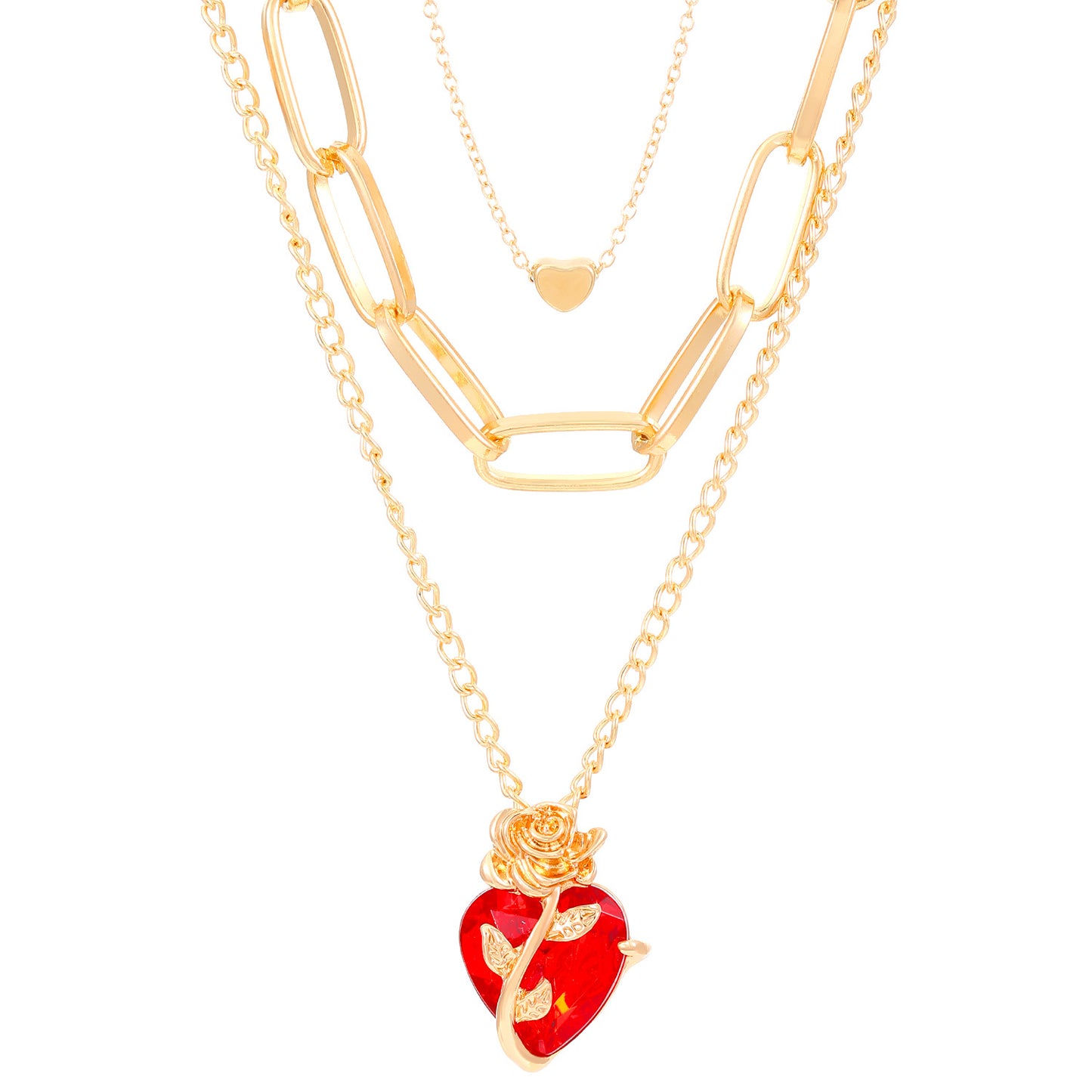 Women's Creative Roses Winding Heart Clavicle Chain Fashion Necklaces