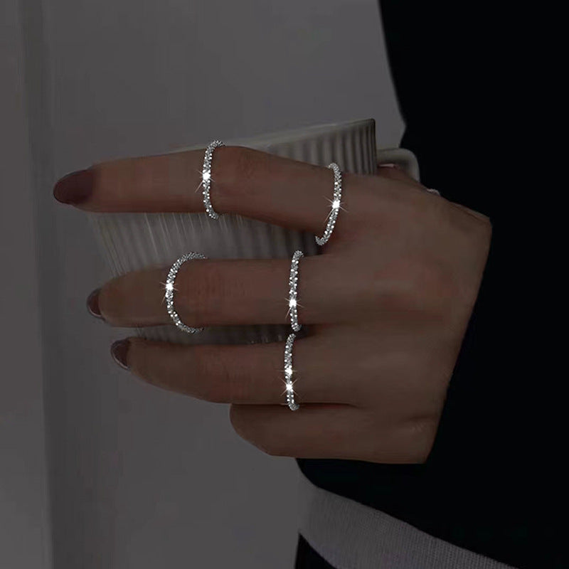 Sterling Sier Sparkling Starry Single Female Rings