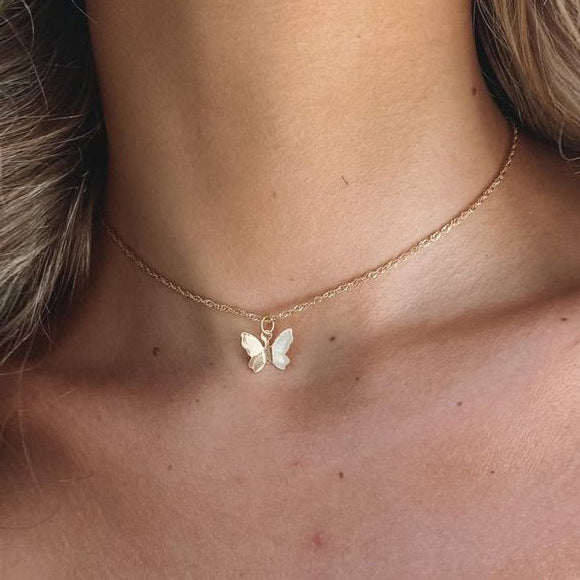 Artificial Short Pearl Creative Simple Butterfly Necklaces