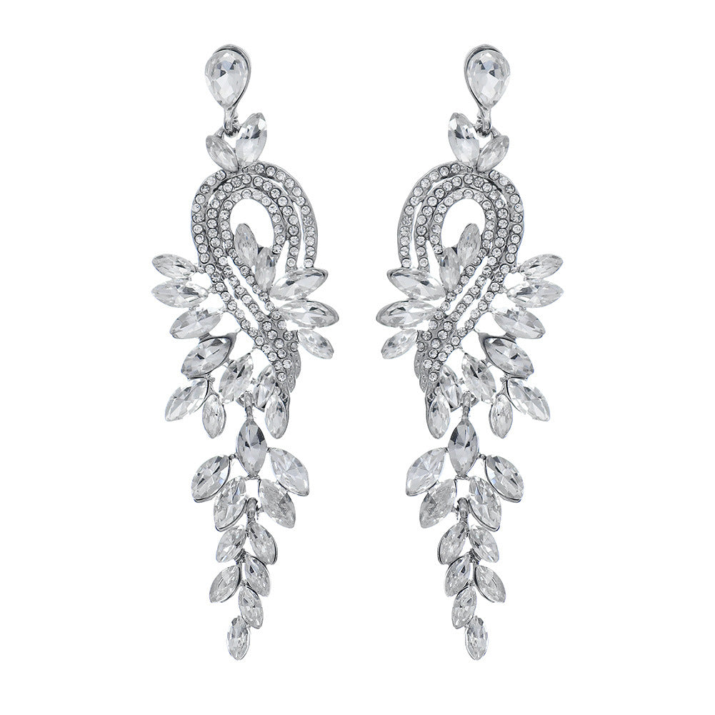 Women's Retro Bridal Exaggerated Super Flash Wedding Banquet High-grade Earrings