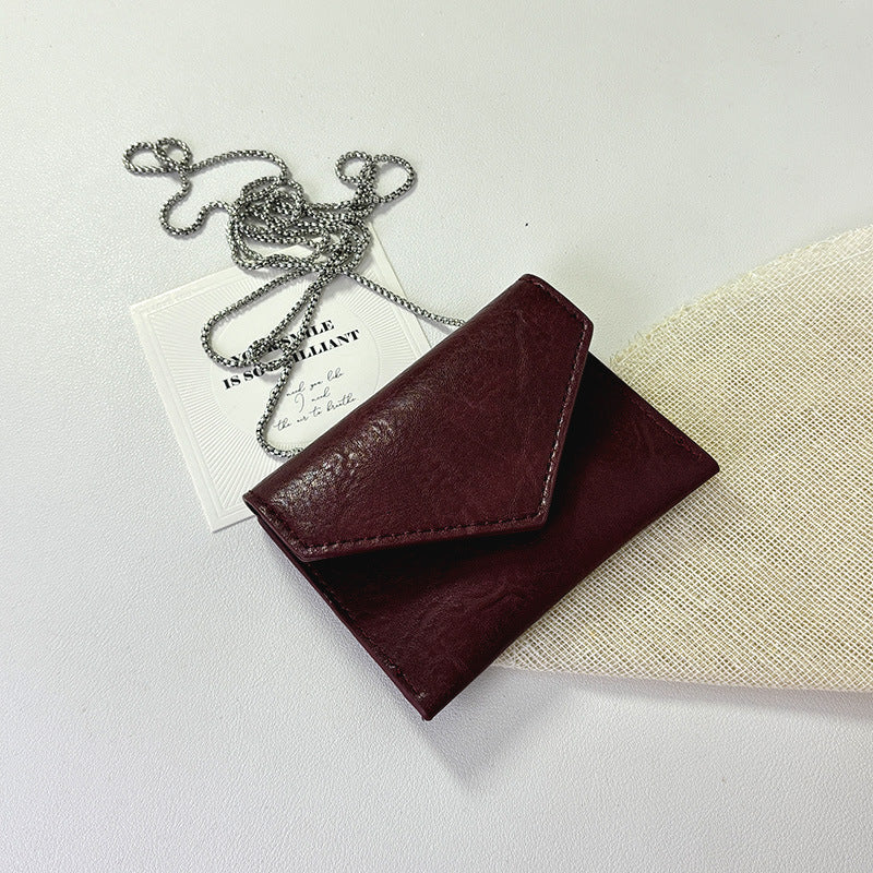 Women's Solid Color Envelope Package Casual Chain Bag Necklaces