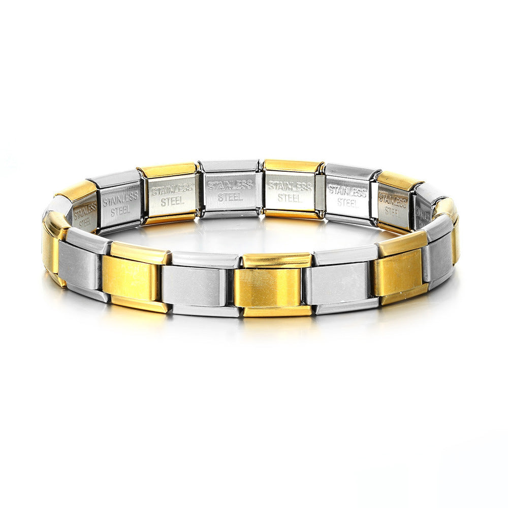 Vacuum Real Gold Plating Italian Module Square Bracelets