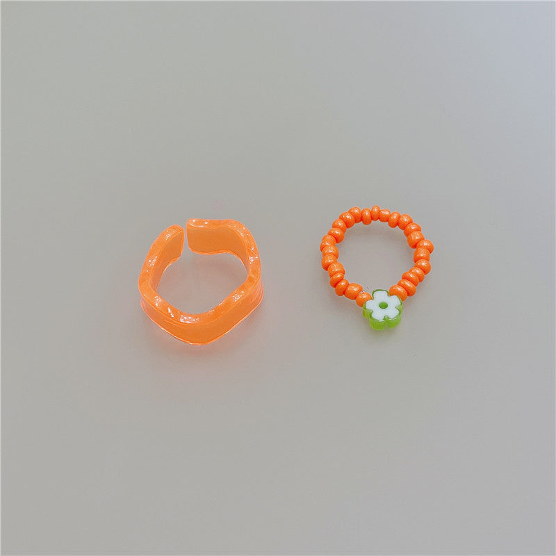 Retro Square Acrylic Geometric Resin Cold Wind Rings