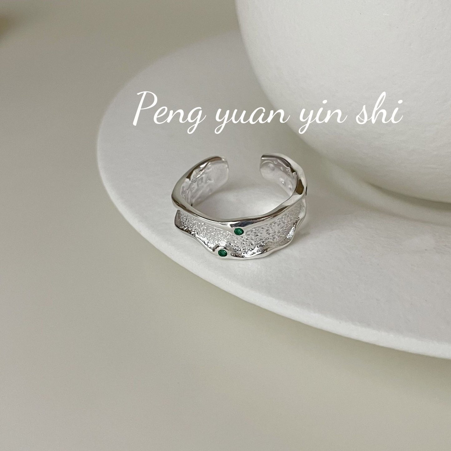 Sterling Sier Texture Irregular Wide Surface Female Niche Rings