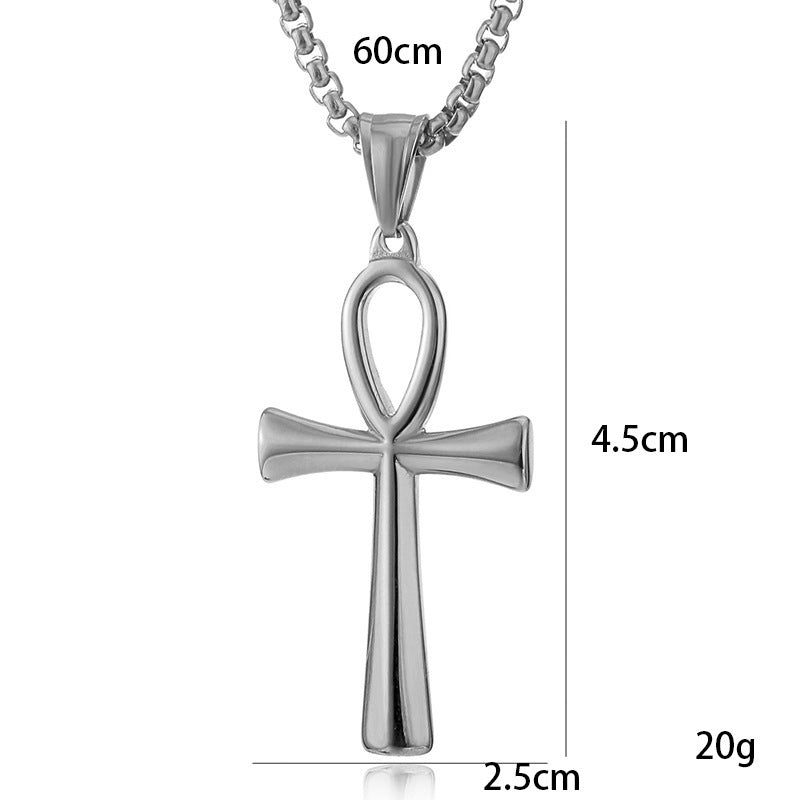 Men's Ornament Simple Glossy Egyptian Cross Necklaces