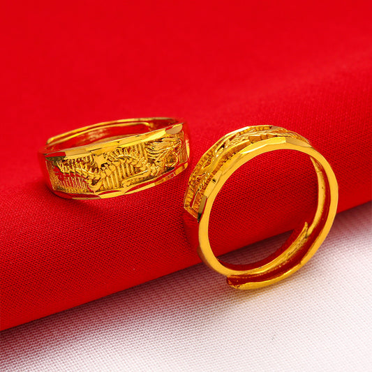 Women's & Men's Gold Couple Gold-plated Jewelry Brass Wedding Rings