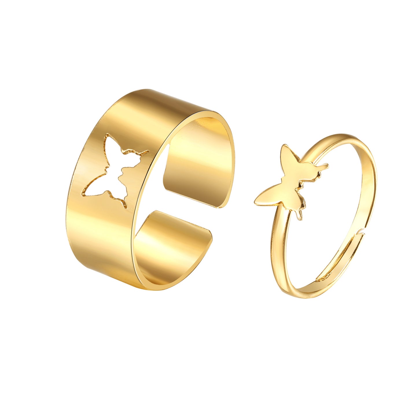 Women's Butterfly Suit Simple Cold Style Couple Love Rings