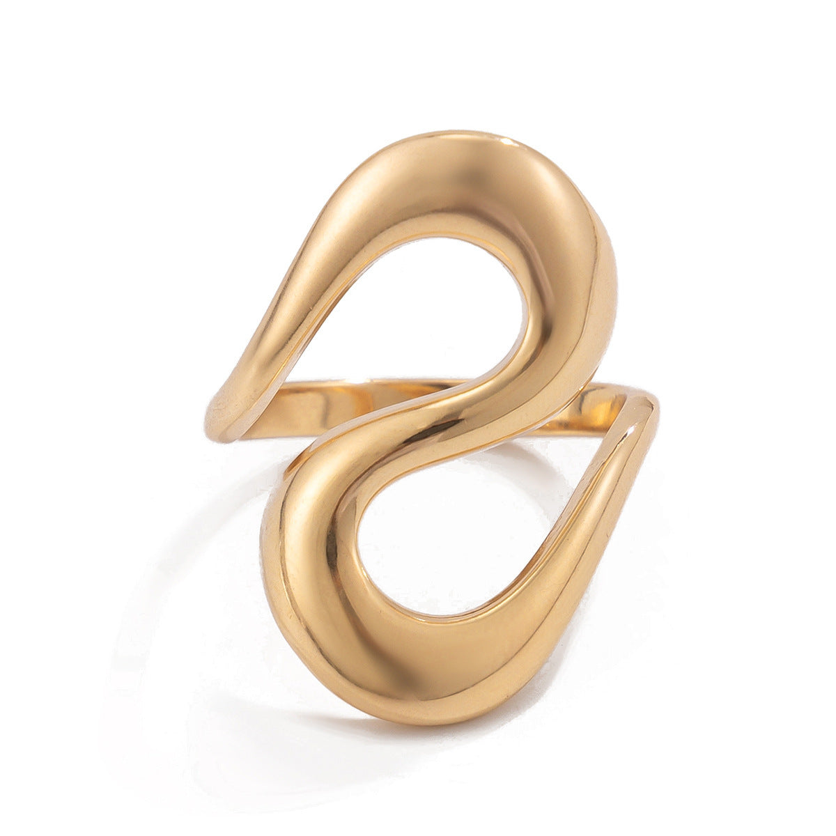 Fashion Geometry Pattern Liquid Metal Glossy Rings