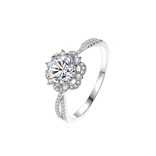 Princess Ai Female Live Broadcast Karat Moissanite Flower Rings