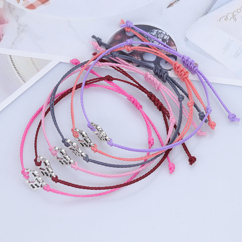 Women's Cat Dog Paw Prints Wax Line Bracelets
