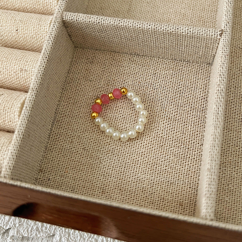 Beads Niche Design Advanced Finger Light Luxury Rings