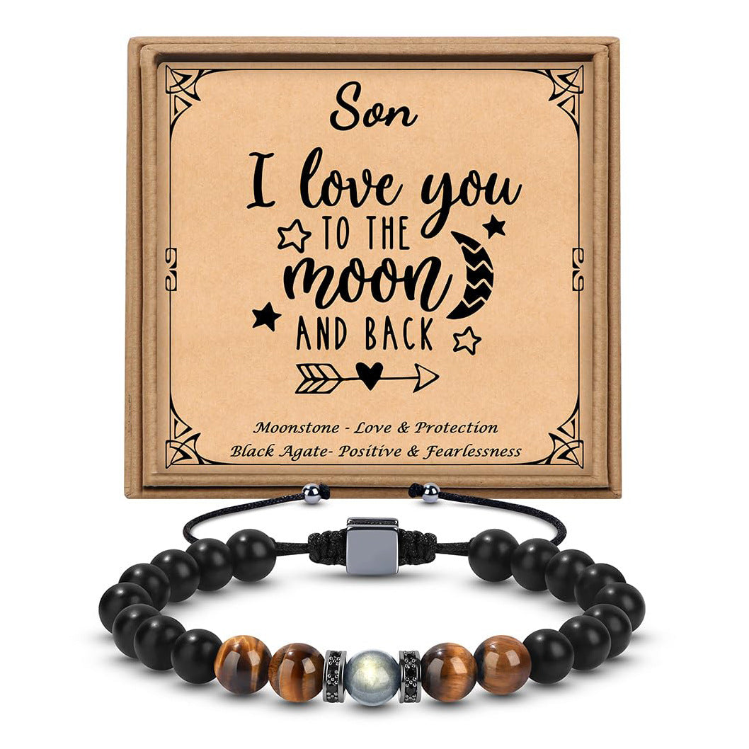 Men's Polish Bead Tigereye Stainless Steel Tail Bracelets