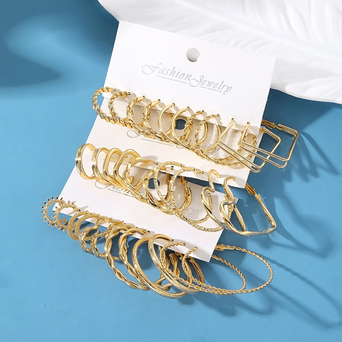 Frosted Gold Beating Twist Shaped Love Square Diamond Earrings