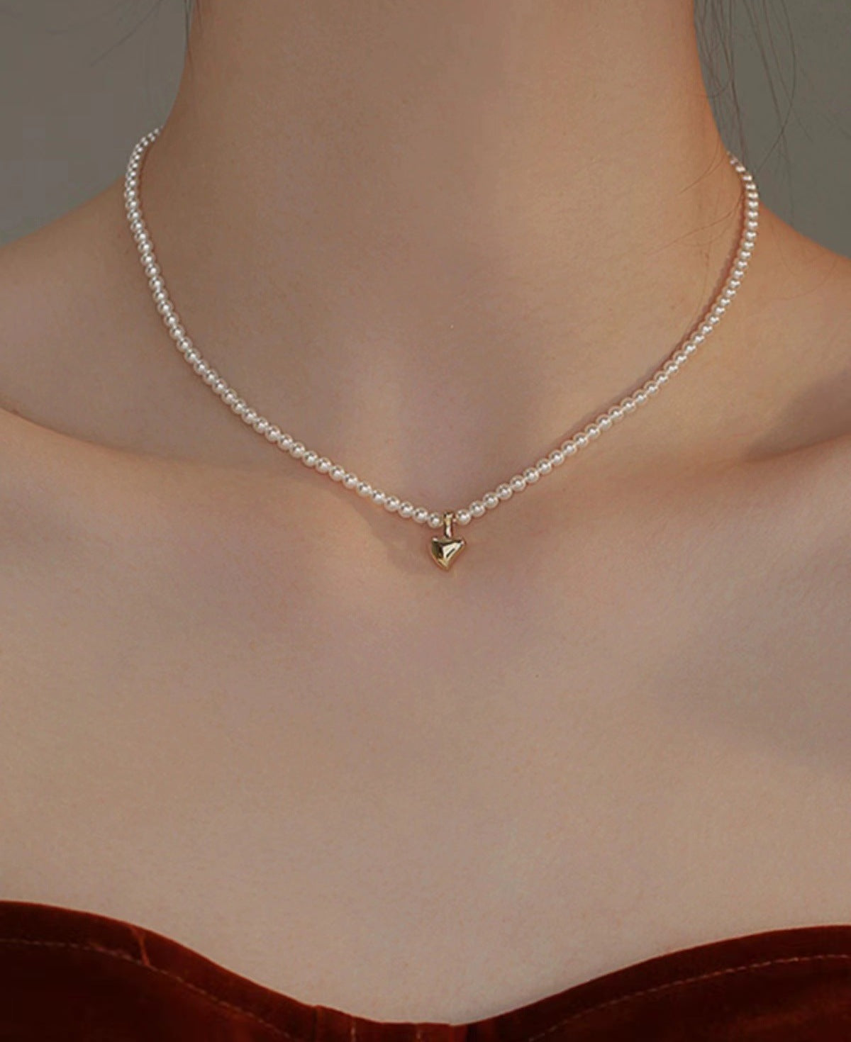 Women's Flawless Strong Light Pearl Bag Gold Small Necklaces