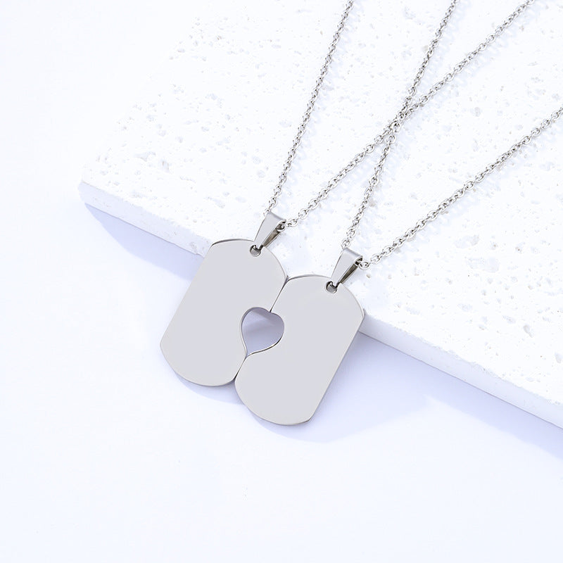 Titanium Steel Valentine's Day Tag Blank Necklaces