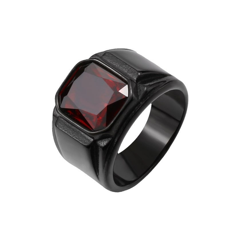 Men's Stainless Steel Electroplated Inlaid Jewel Vintage Rings