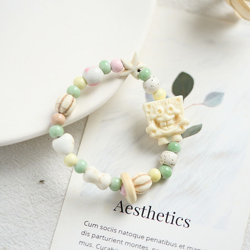Women's Dopamine Color Ceramic Ancient Style Beaded Bracelets
