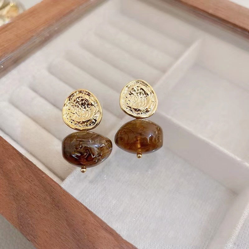 Women's Needle Coffee Color Series Design Sense Earrings