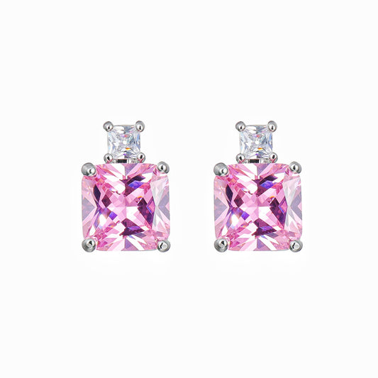 Style Fashionable Square Blue Pointed Zircon Red Earrings
