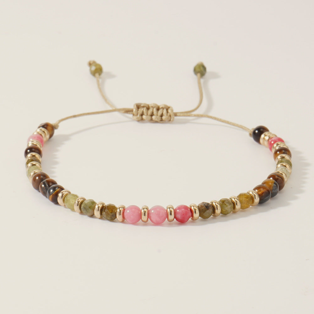 Pulling Rope Design Retro Style Colorful Stone Bracelets