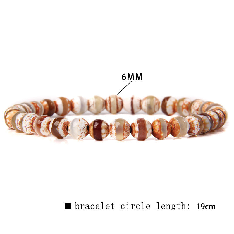 Women's & Men's Single Circle Beaded Natural Agate Stone Bracelets
