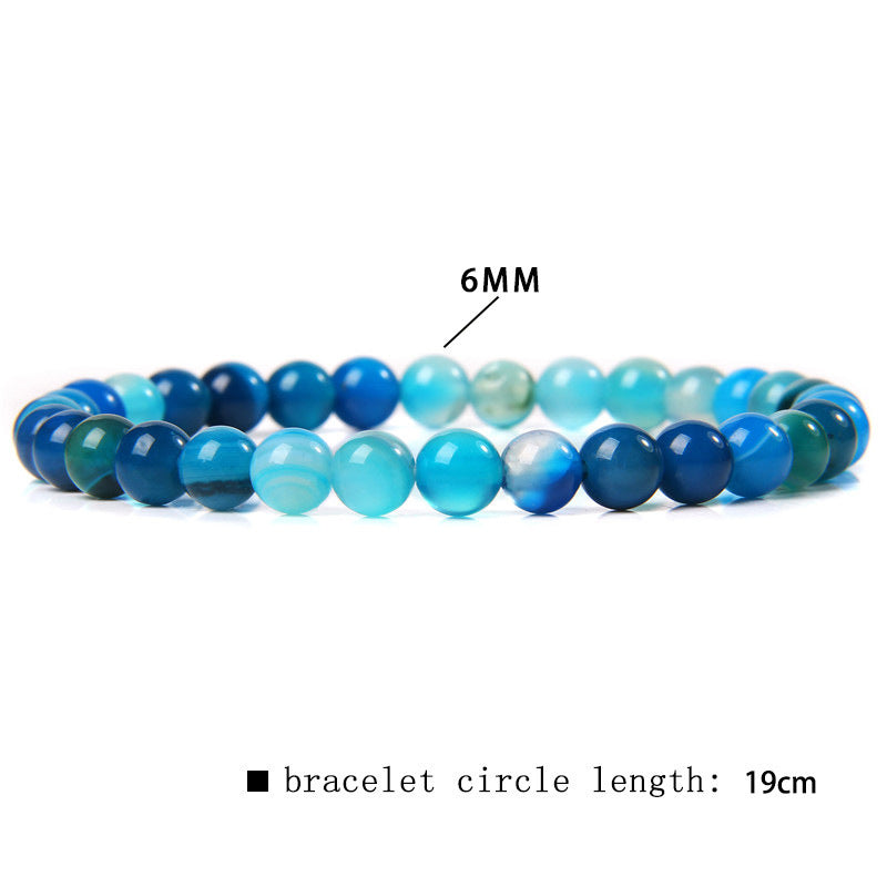 Women's & Men's Single Circle Beaded Natural Agate Stone Bracelets