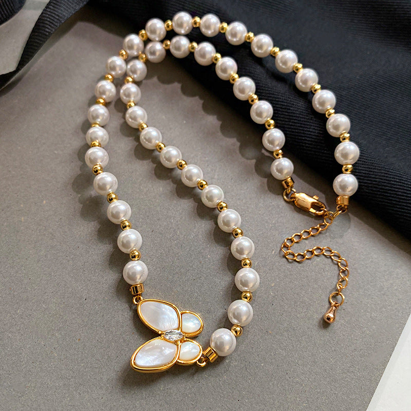 Natural White Shell Freshwater Baroque Pearl Female Mild Luxury Rings