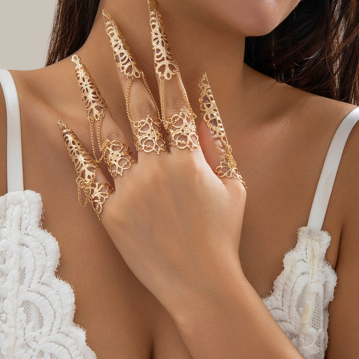 Women's Ornament Gothic Style Hollow Tapered Fingernail Niche Rings