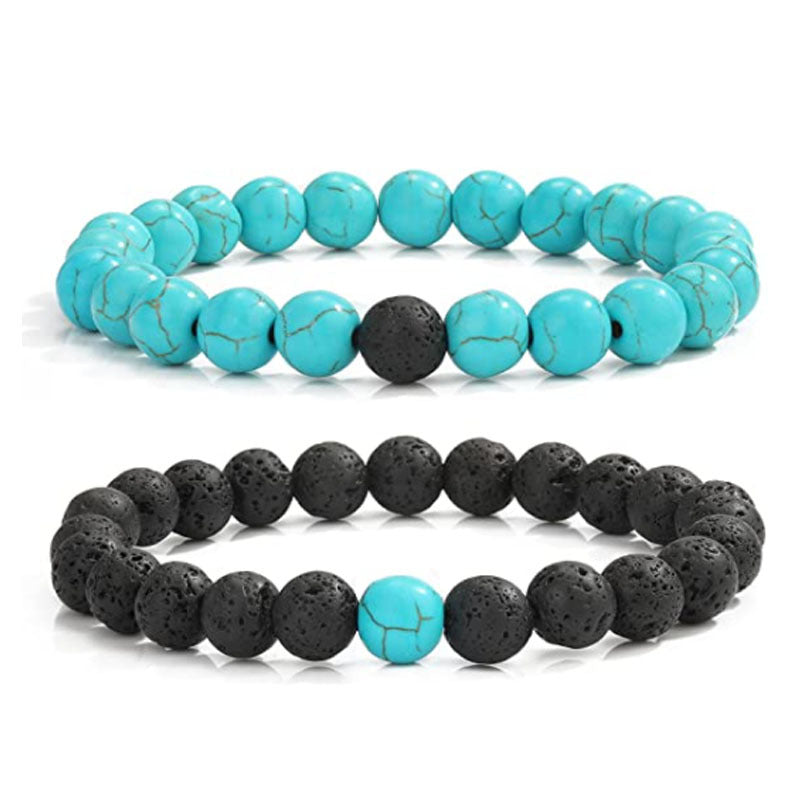Men's Lava Stone Beads Couple Yellow Tiger Bracelets