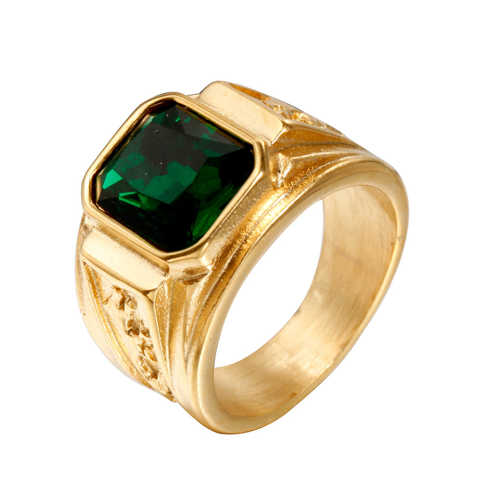 Men's Vintage Gem Dragon Titanium Steel Diamond Ring