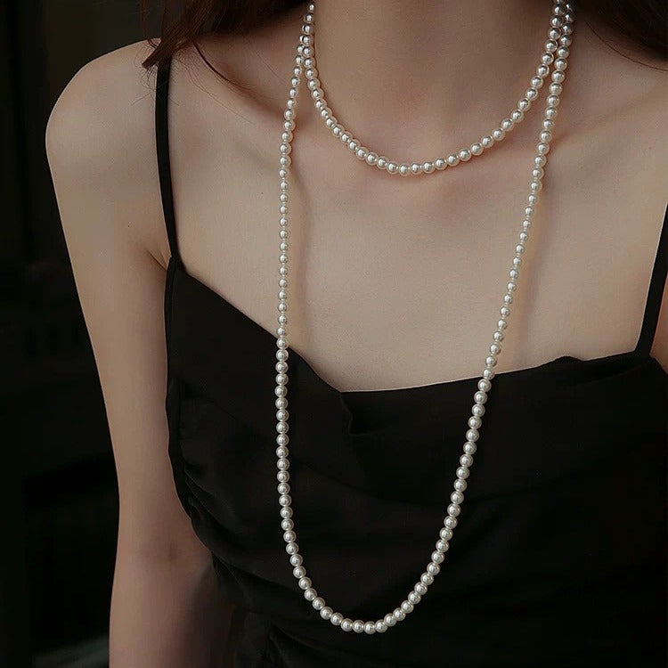 Women's Pearl Sweater Chain High-grade Long Versatile Stacked Necklaces