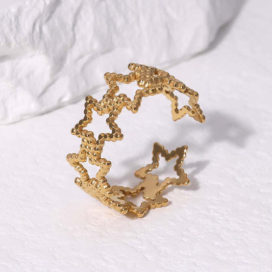 Five-pointed Star Titanium Steel Female Gold-plated Rings
