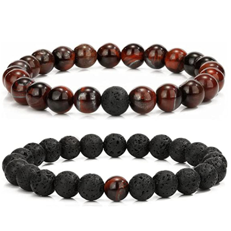 Men's Lava Stone Beads Couple Yellow Tiger Bracelets