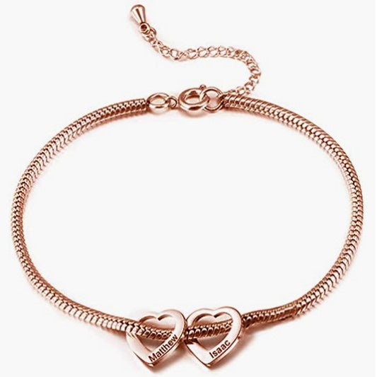 Women's Stainless Steel Heart Shaped Love Name Bracelets