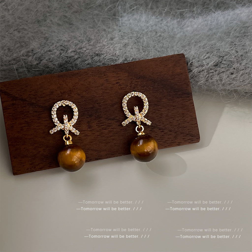 Women's Tigereye Niche Handmade French Entry Lux Earrings