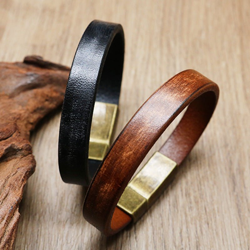 Men's Alloy Buckle Leather Stainless Steel Vintage Bracelets