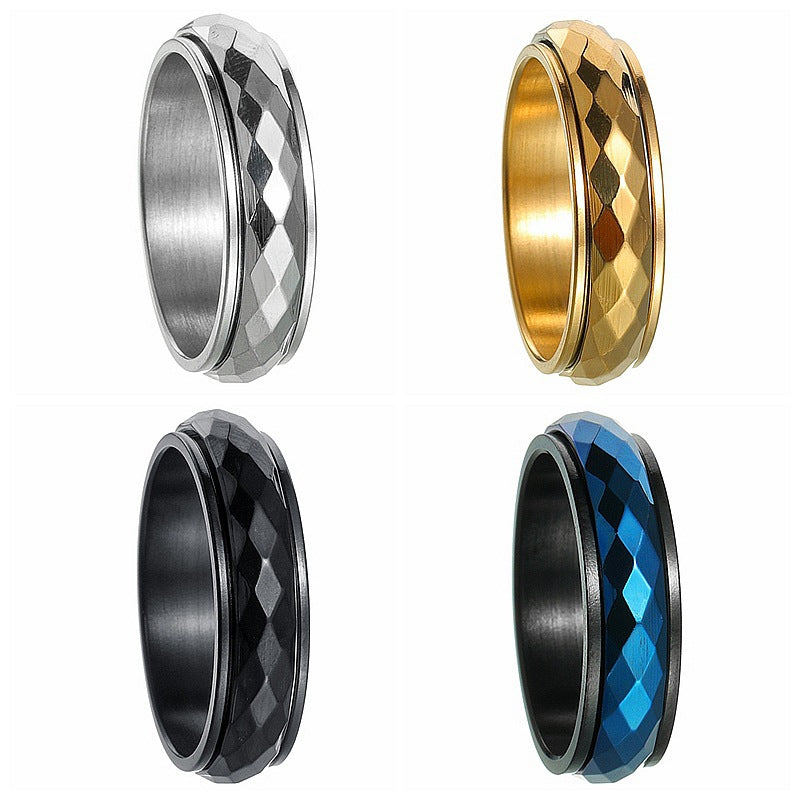Classic Couple Rotatable Decompression Titanium Steel Rings