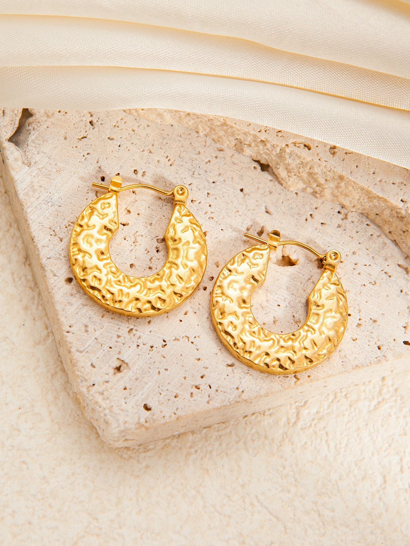 Stainless Steel Ginkgo Leaf Petals Golden Earrings