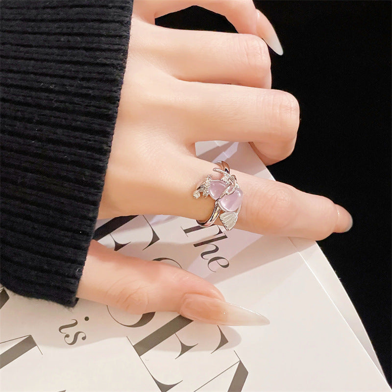 Women's Open With Diamond Design Light Luxury Unique Rings
