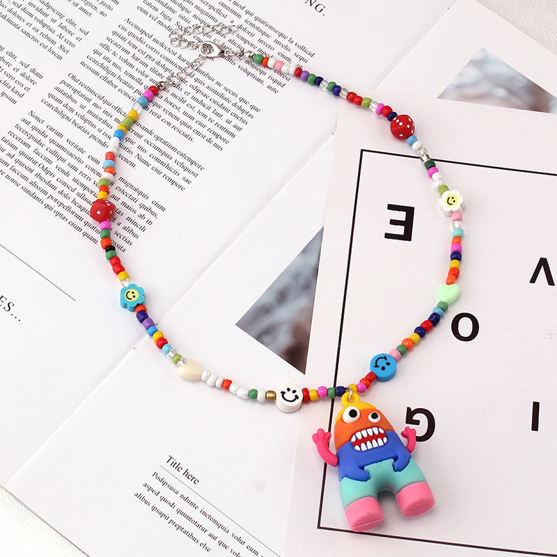 Hip Hop Dice Smiley Face Clavicle Chain Necklaces