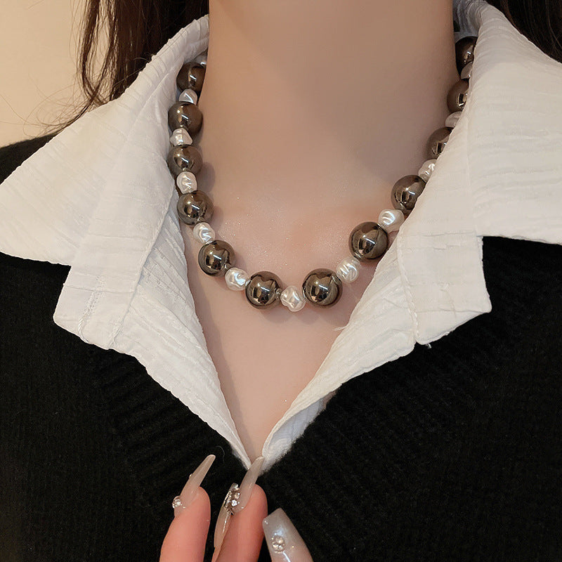 French Style Temperament Geometric Pearl Vintage Fashion High Necklaces