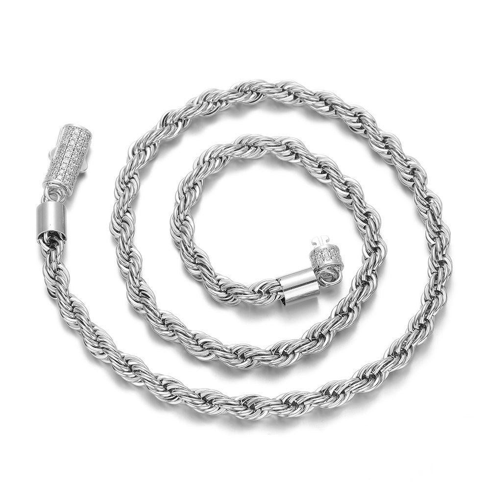 Women's & Men's Stainless Steel Chain Hemp Flowers Hip Hop Necklaces